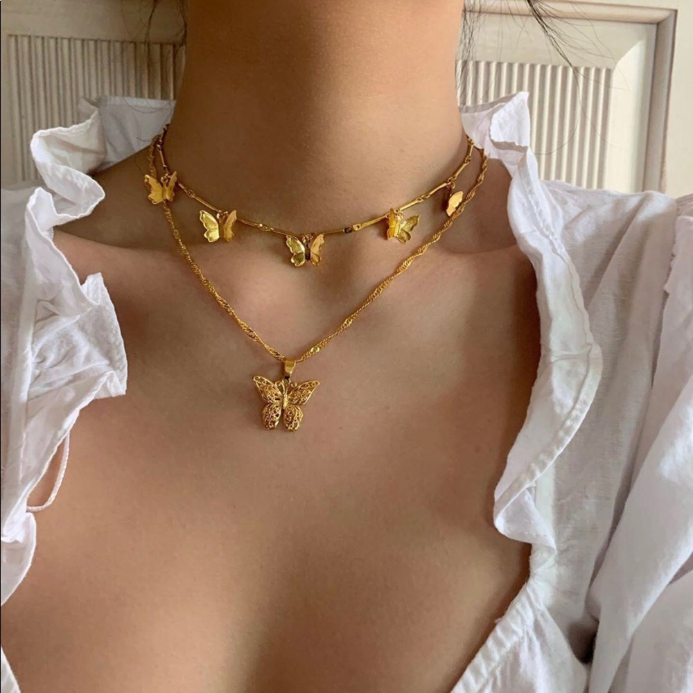 Butterfly gold plated necklace